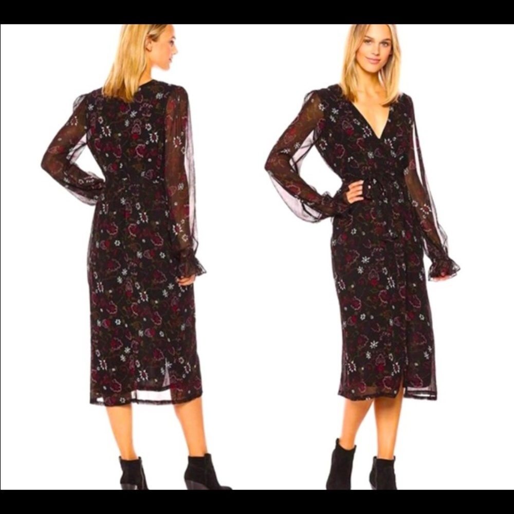 Paige Lilou Midi Dress Black/mauve Wine